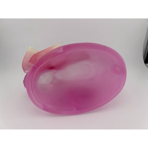 Pink Glass Easter Bunny Textured Decorative With Bow‎ - Picture 5 of 7